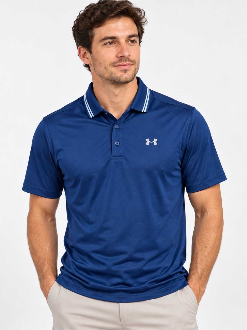 Under Armour Golf Polo  HeatGear ColdBlack Athletic Shirt Mens Sz Small Navy
